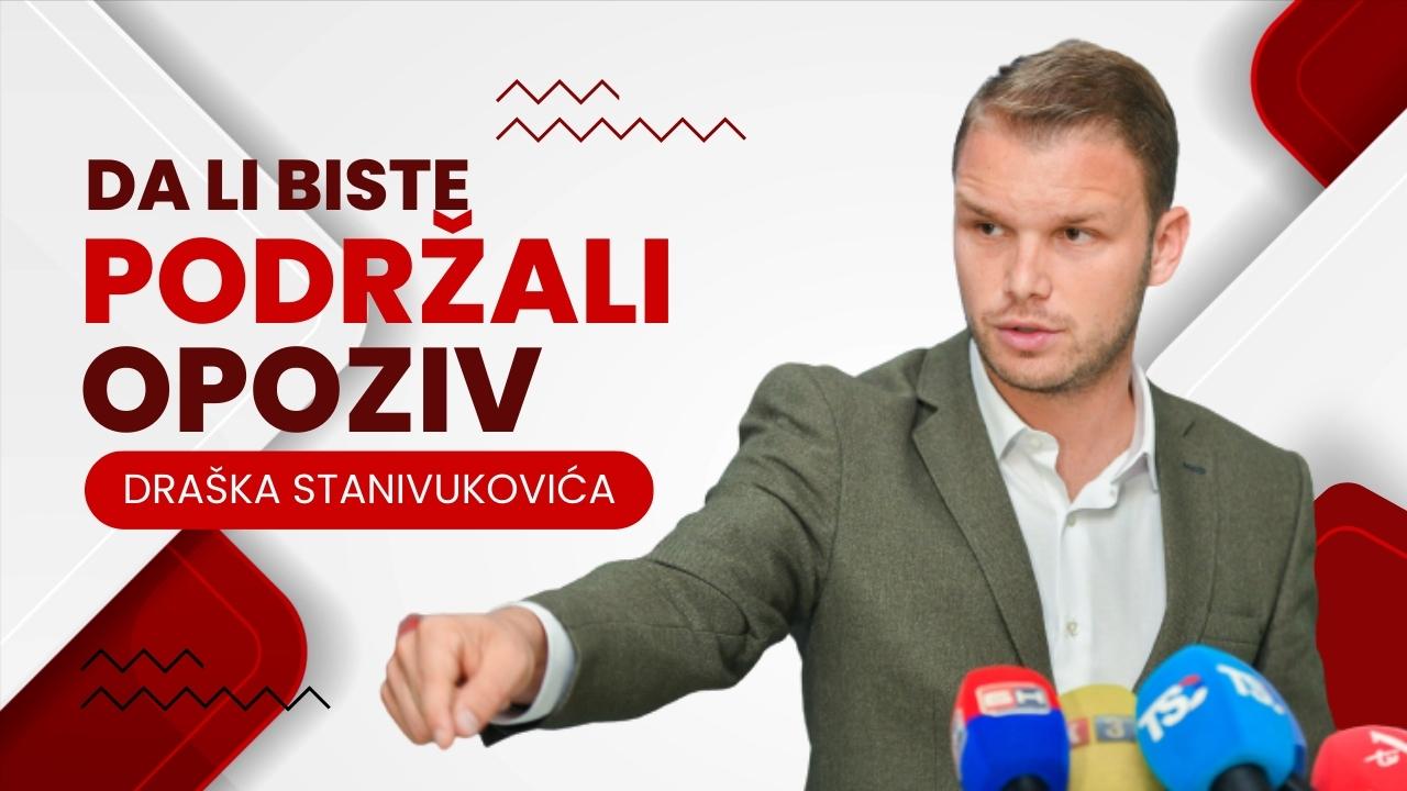 ANKETA Da li bi ste podržali opoziv Draška Stanivukovića