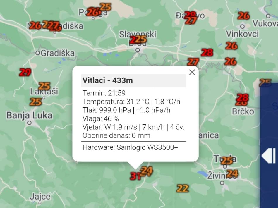 Tropska noć u BiH: U jednom mjestu u 22 časa izmjereno preko 30 stepeni!