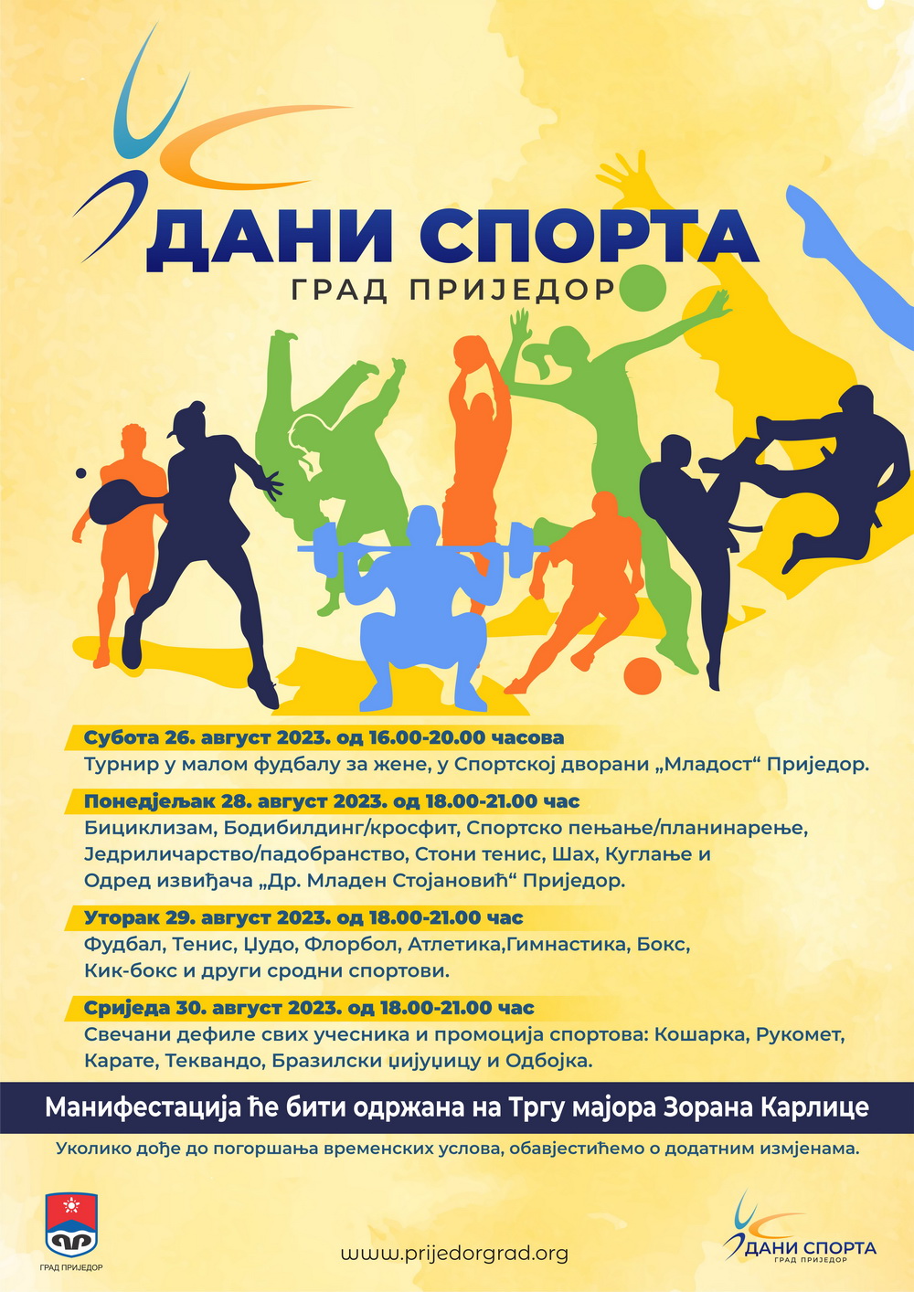 Manifestacija ” Dani sporta” u Prijedoru od 26. do 30. avgusta
