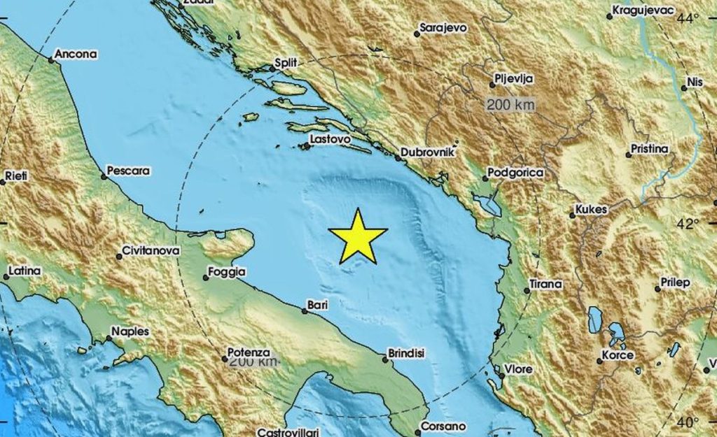 Snažan zemljotres u Jadranskom moru