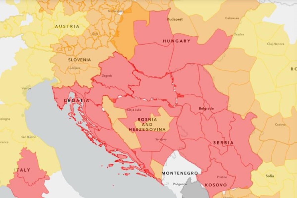 Veći dio BiH u “crvenom” naredna dva dana