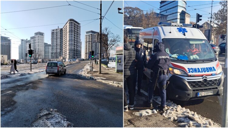 Autom probila blokadu, nosila studenta na haubi