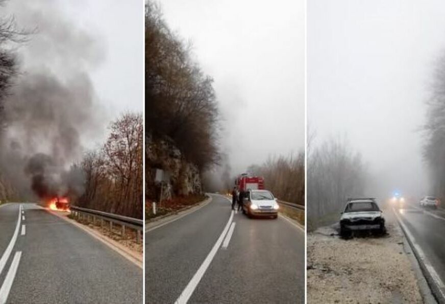 BUKTINJA NA PUTU Automobil gorio kod Ribnika (FOTO)