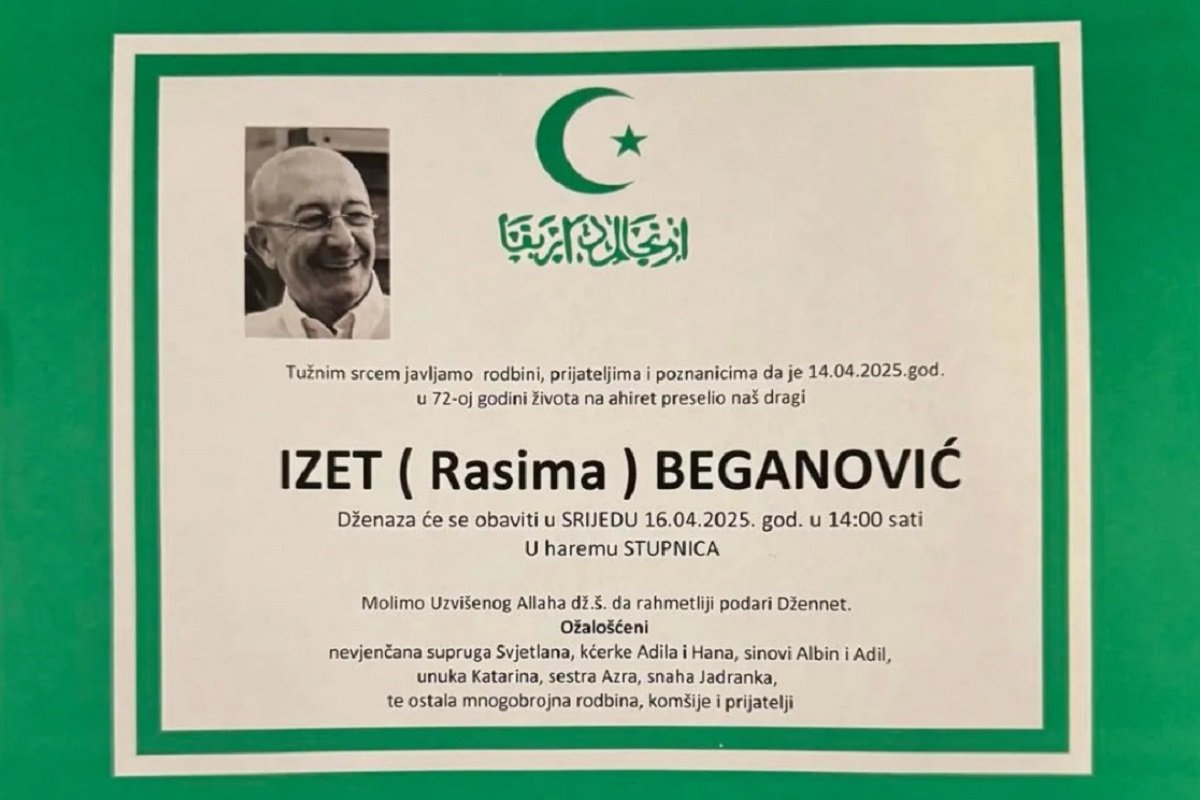 Sutra sahrana Izeta Beganovića