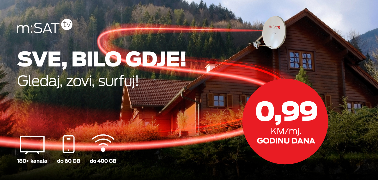 m:SAT televizija dostupna bilo gdje u BiH: Omiljeni TV sadržaji za samo 0,99 KM mjesečno tokom prve godine